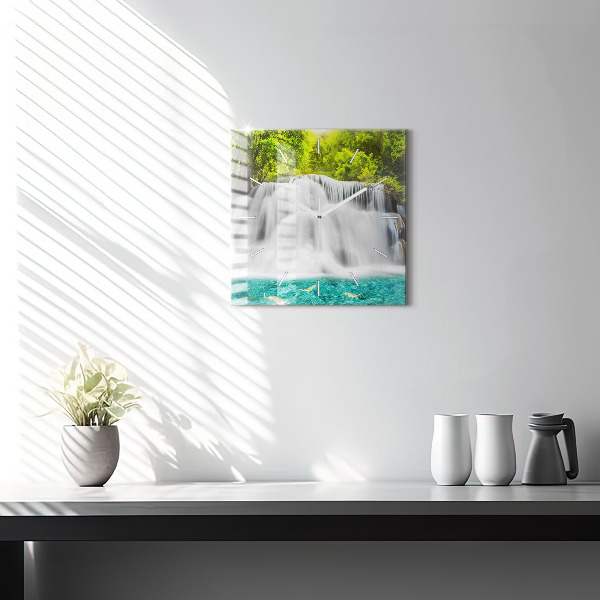 Square wall clock Waterfall in Thailand