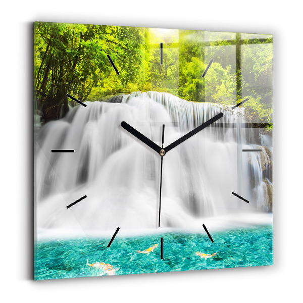 Square wall clock Waterfall in Thailand
