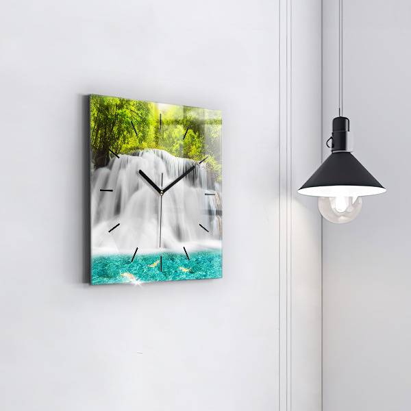 Square wall clock Waterfall in Thailand