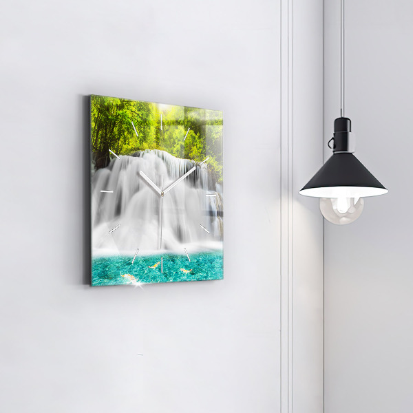 Square wall clock Waterfall in Thailand