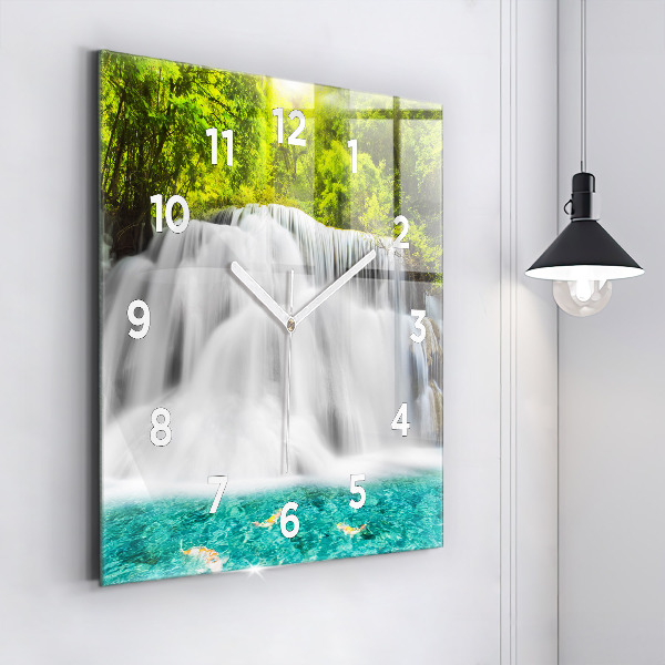 Square wall clock Waterfall in Thailand