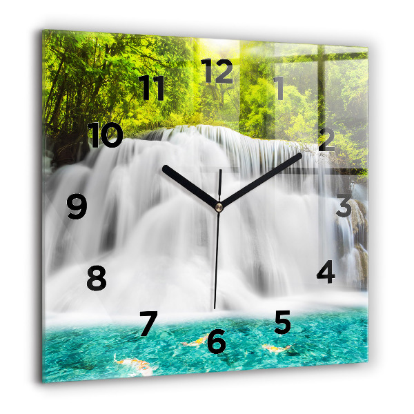 Square wall clock Waterfall in Thailand