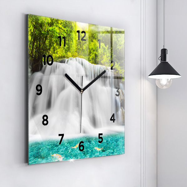 Square wall clock Waterfall in Thailand