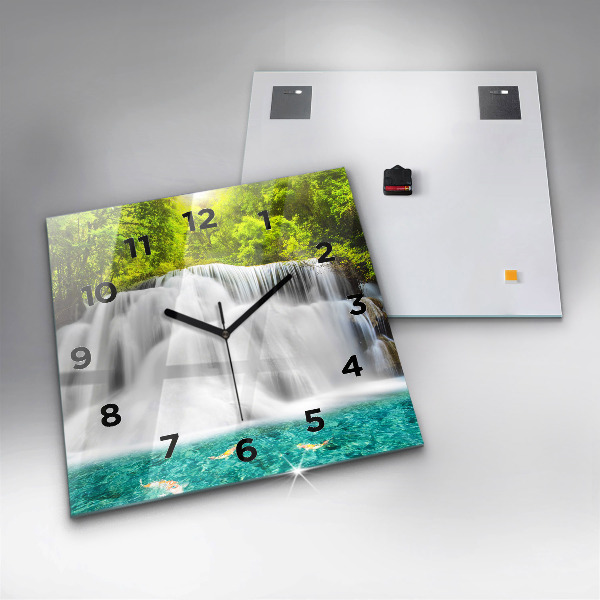 Square wall clock Waterfall in Thailand