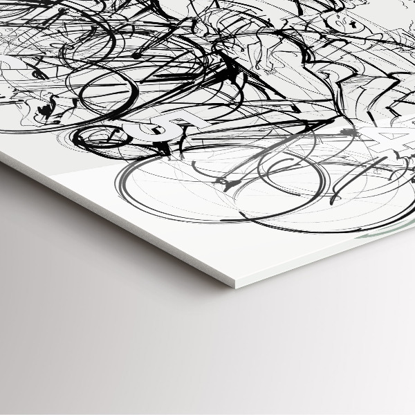 Square wall clock Cycling race drawing