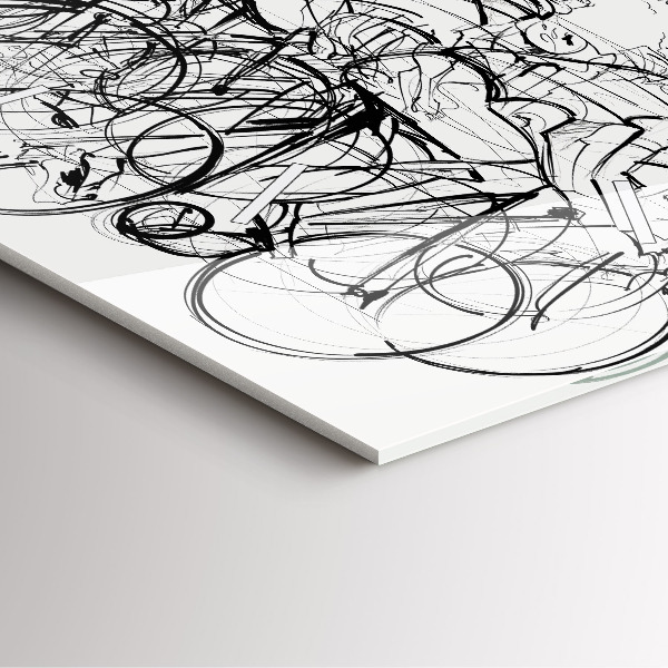 Square wall clock Cycling race drawing