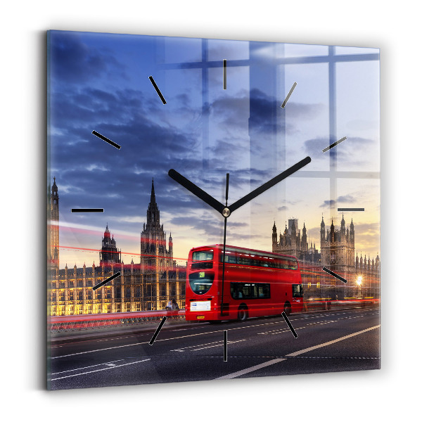 Square wall clock Red London Bus