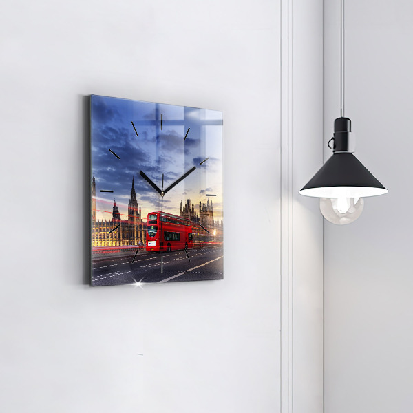 Square wall clock Red London Bus
