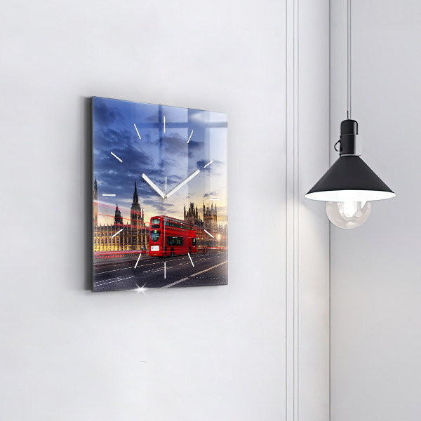 Square wall clock Red London Bus