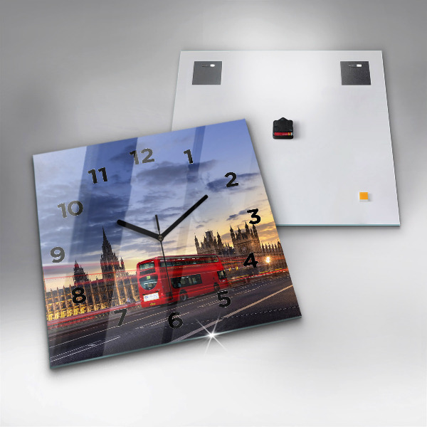 Square wall clock Red London Bus