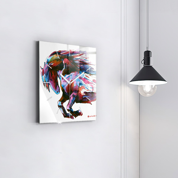 Square wall clock A horse on the run