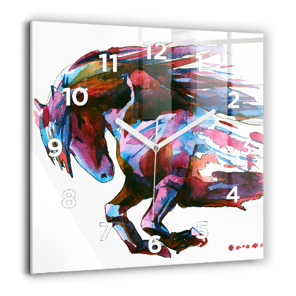Square wall clock A horse on the run