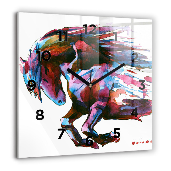 Square wall clock A horse on the run