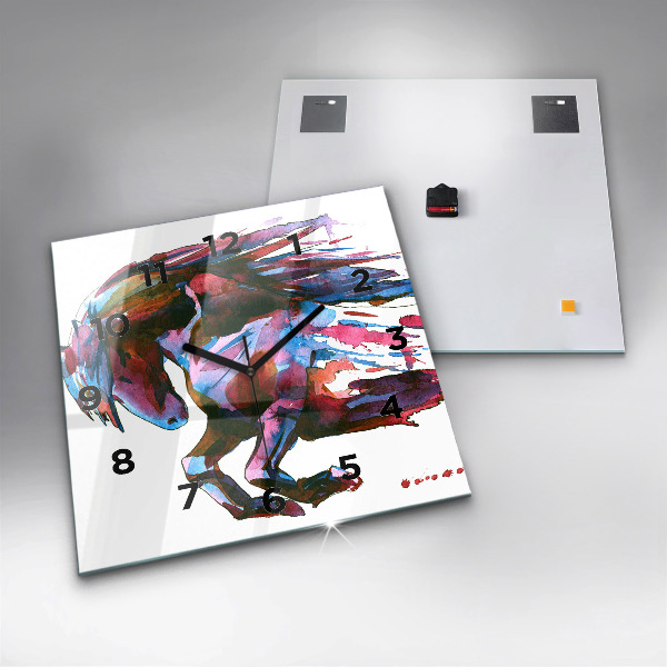 Square wall clock A horse on the run