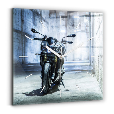 Square wall clock Motorcycle in the alley