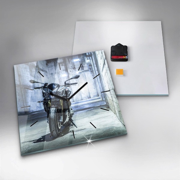 Square wall clock Motorcycle in the alley