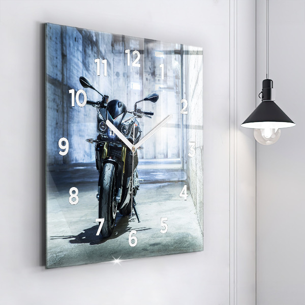Square wall clock Motorcycle in the alley