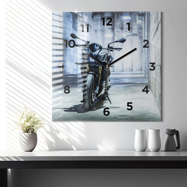 Square wall clock Motorcycle in the alley