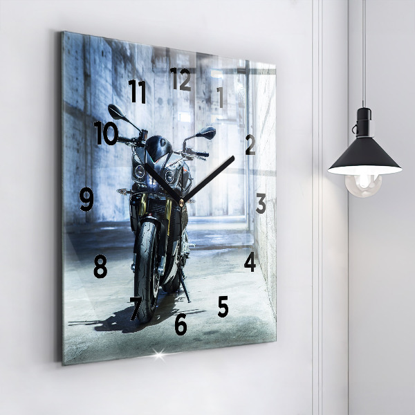 Square wall clock Motorcycle in the alley