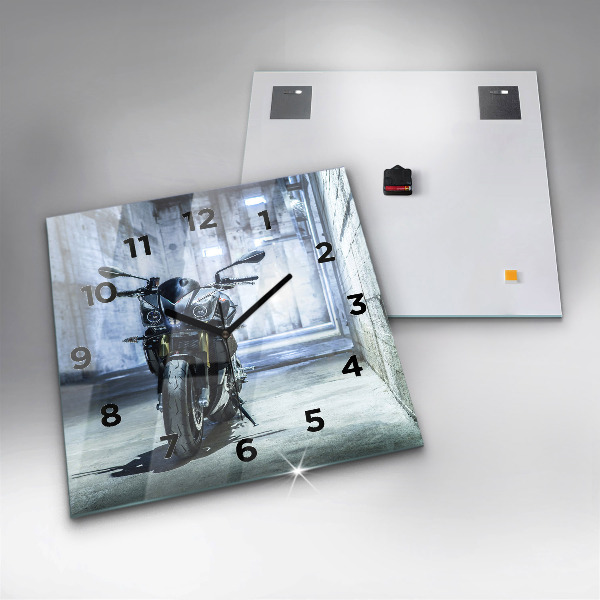 Square wall clock Motorcycle in the alley