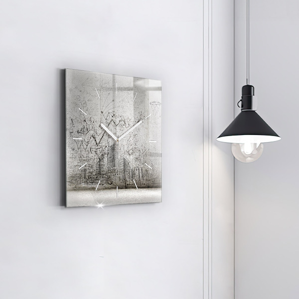 Square wall clock Sketch of the City