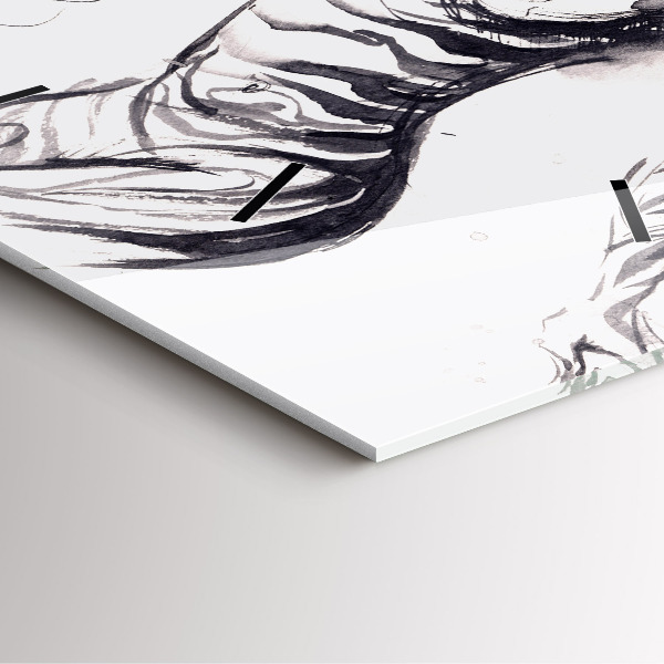 Square wall clock Woman and zebras