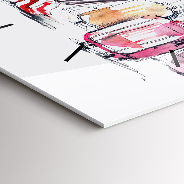 Square wall clock Woman with suitcases