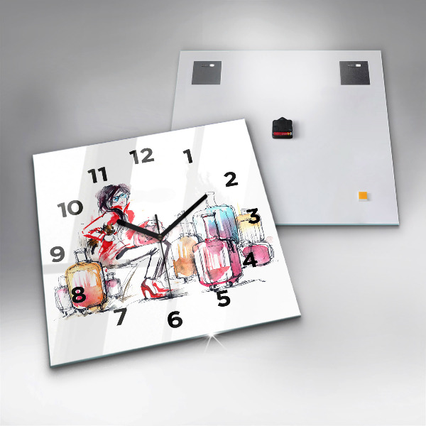Square wall clock Woman with suitcases