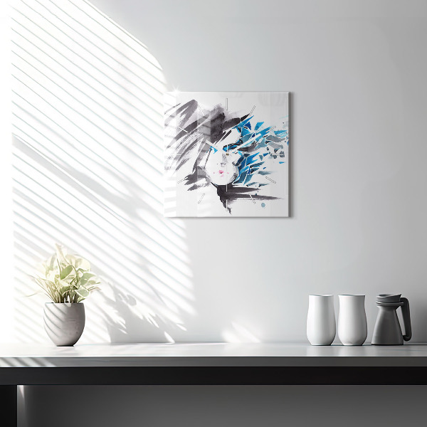 Square wall clock Abstract woman's face