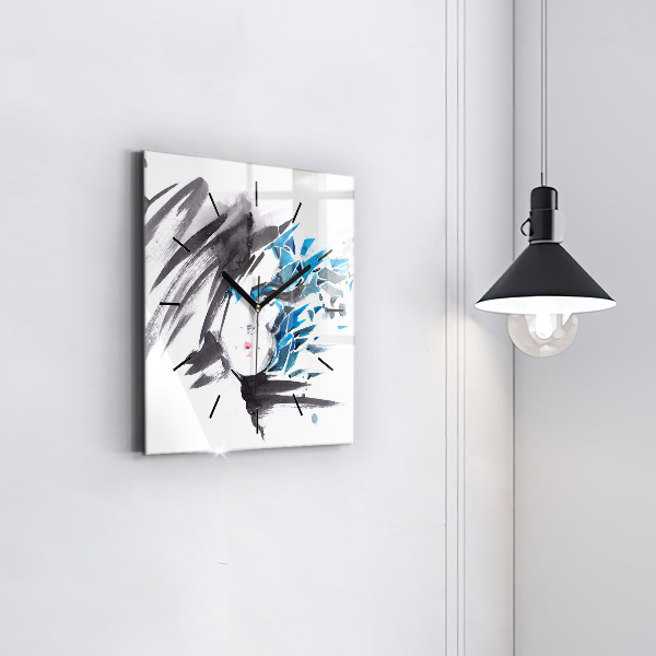 Square wall clock Abstract woman's face