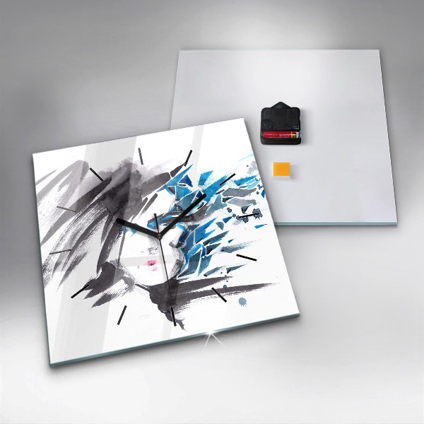 Square wall clock Abstract woman's face