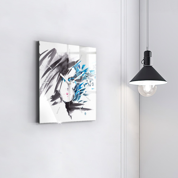 Square wall clock Abstract woman's face