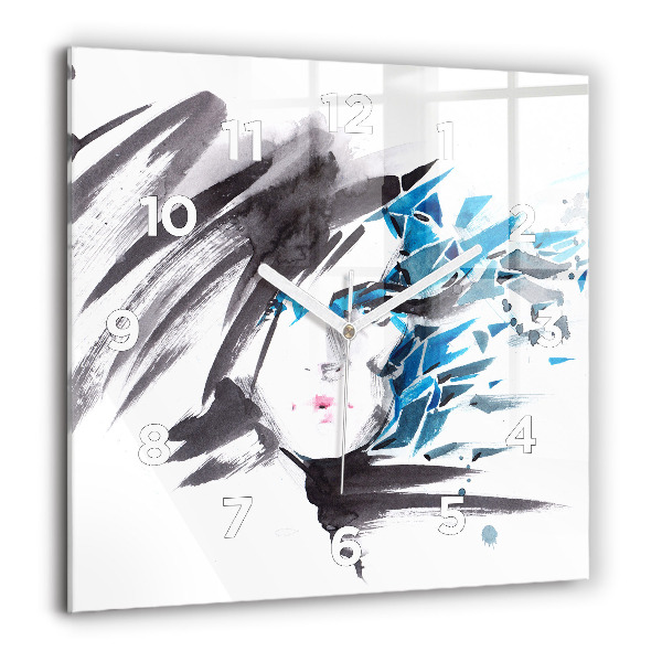 Square wall clock Abstract woman's face