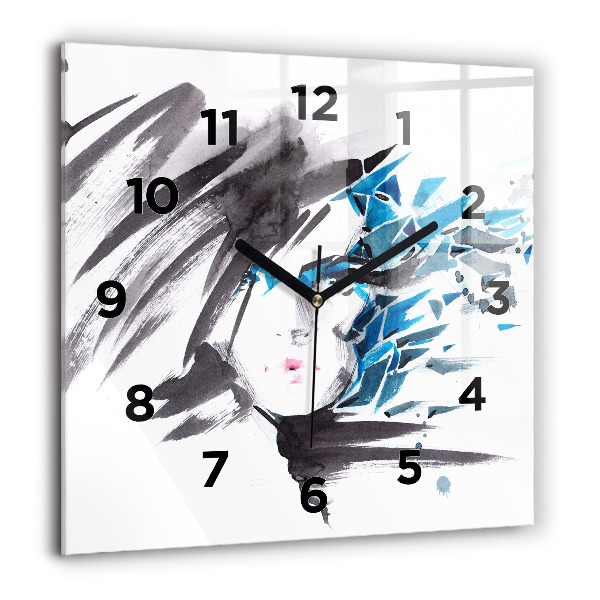 Square wall clock Abstract woman's face