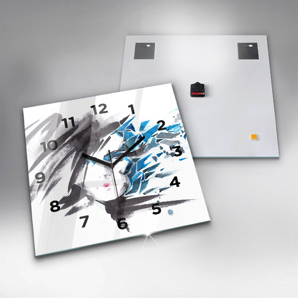 Square wall clock Abstract woman's face