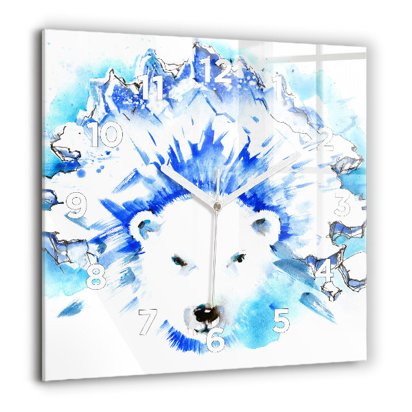 Square wall clock Bear on the ice background