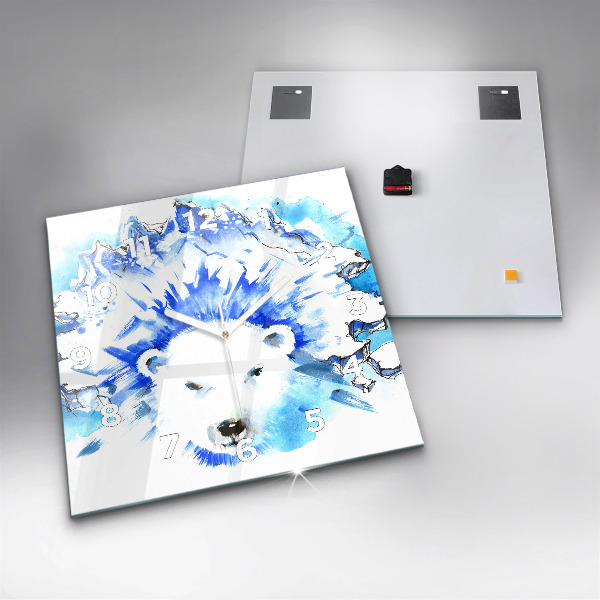 Square wall clock Bear on the ice background