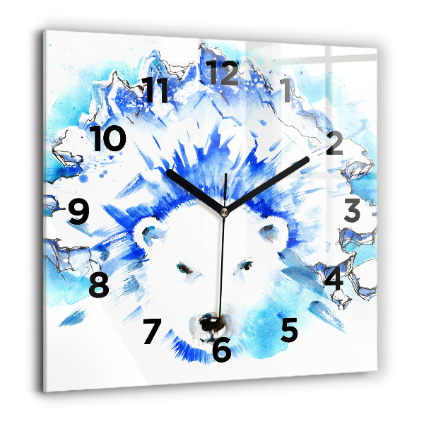Square wall clock Bear on the ice background