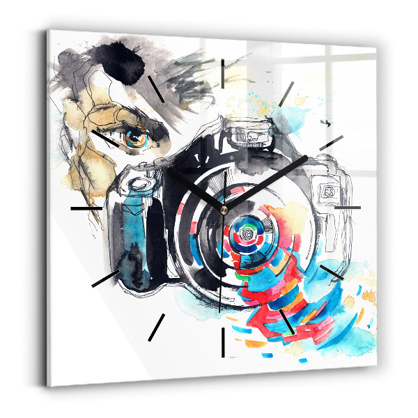 Square wall clock Woman photographer