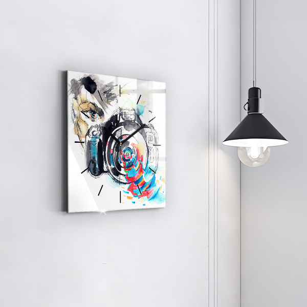 Square wall clock Woman photographer