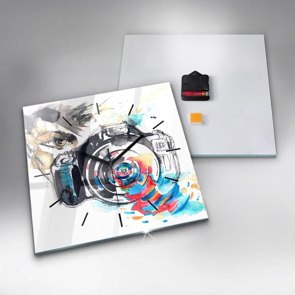 Square wall clock Woman photographer