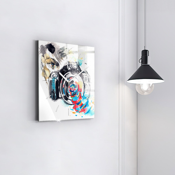 Square wall clock Woman photographer