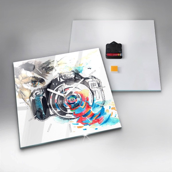 Square wall clock Woman photographer