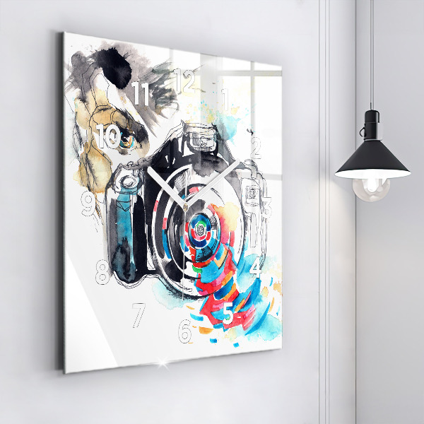 Square wall clock Woman photographer