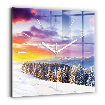 Square wall clock Winter Mountain Landscape