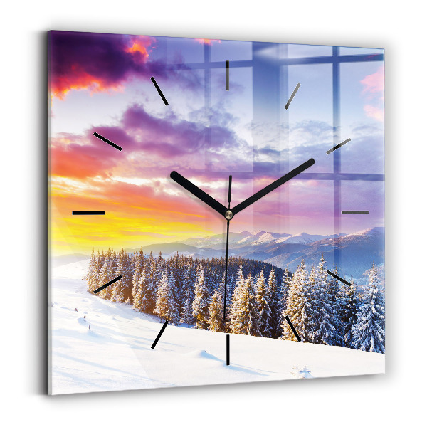 Square wall clock Winter Mountain Landscape