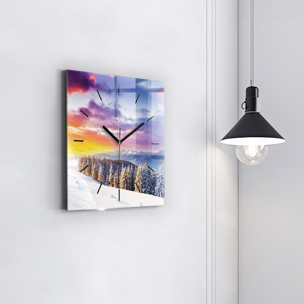 Square wall clock Winter Mountain Landscape