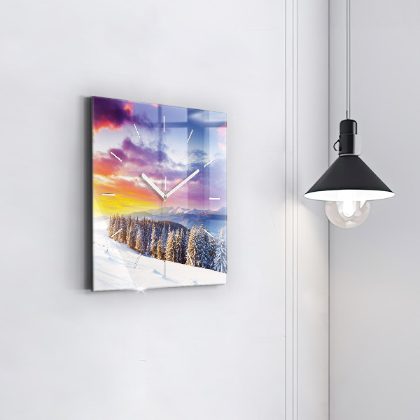 Square wall clock Winter Mountain Landscape