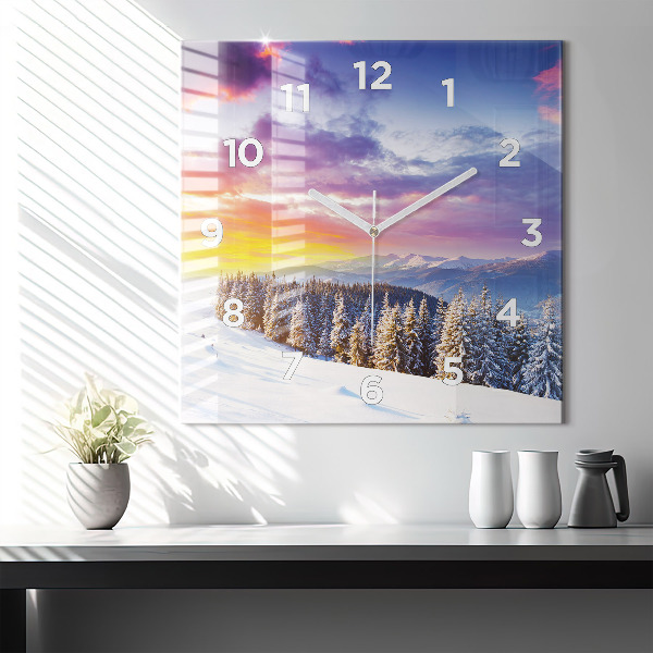 Square wall clock Winter Mountain Landscape