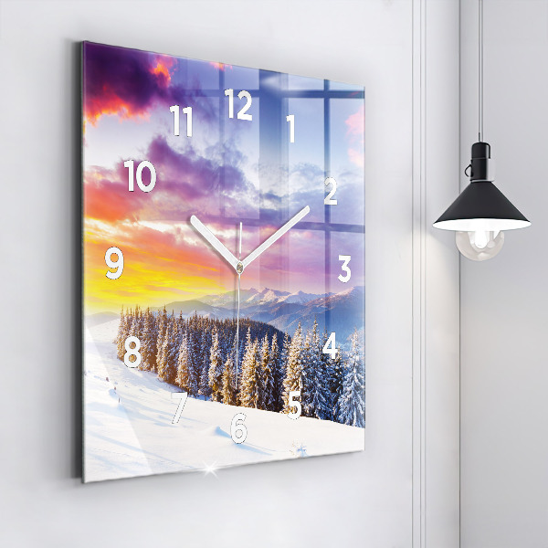 Square wall clock Winter Mountain Landscape